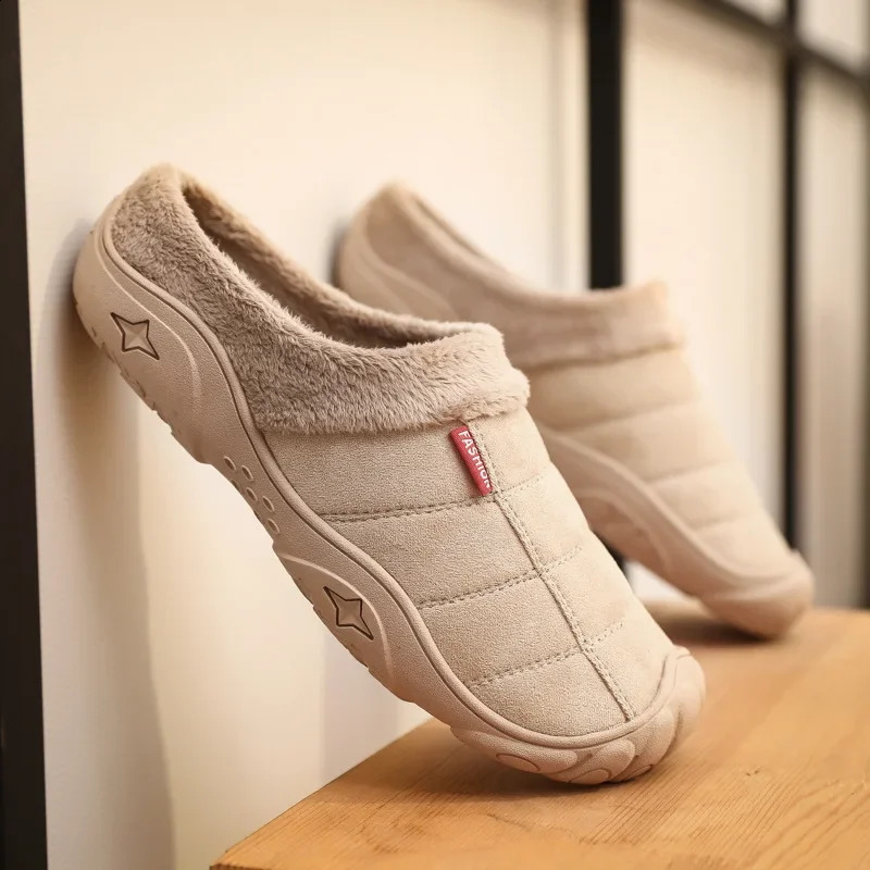 XIHAHA High Quality Slippers Men's Winter Shoes Soft Man Home Slippers Cotton Shoes Fleece Warm Anti-skid Man Slippers Sandals 260921