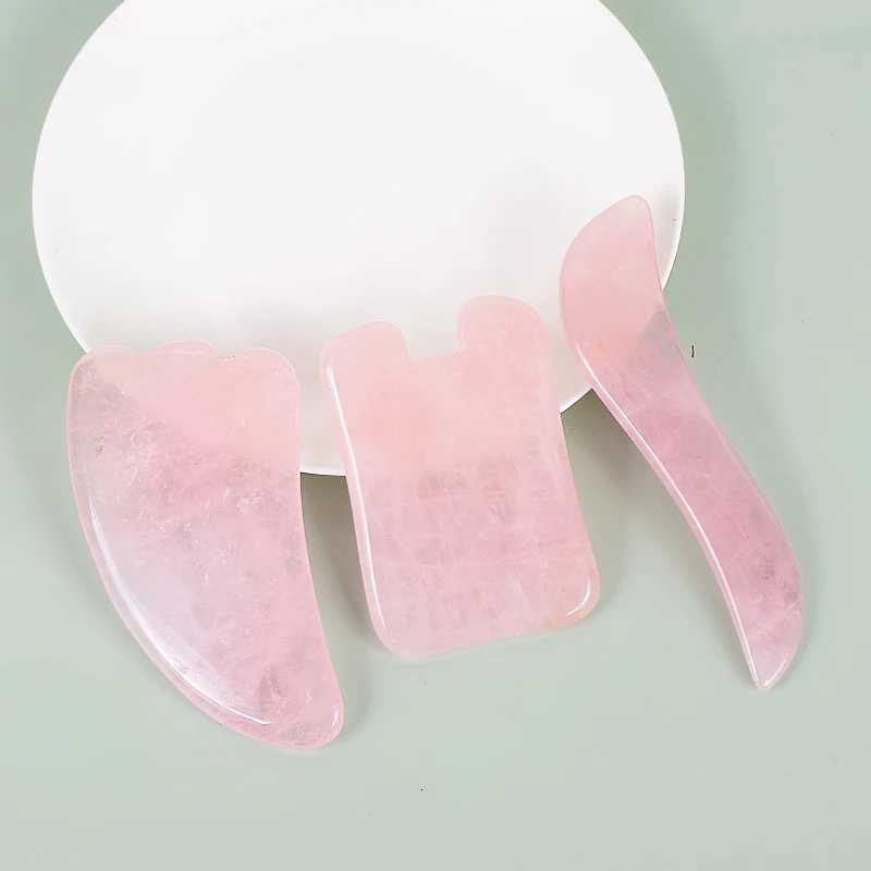Massager Rose Quartz Gouache Face Scraper Gua Sha Massage For Face Natural Gouache Stone GuaSha Massage Tools Body Facial Jade Massager Set N260921