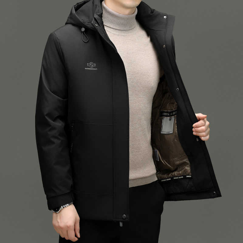 Winter Parkas Classic Men's Down Men's Hooded 90% White Duck Down Jackets Business Casual Windproof Thick Puffer Coat Outdoor Warm Parkas