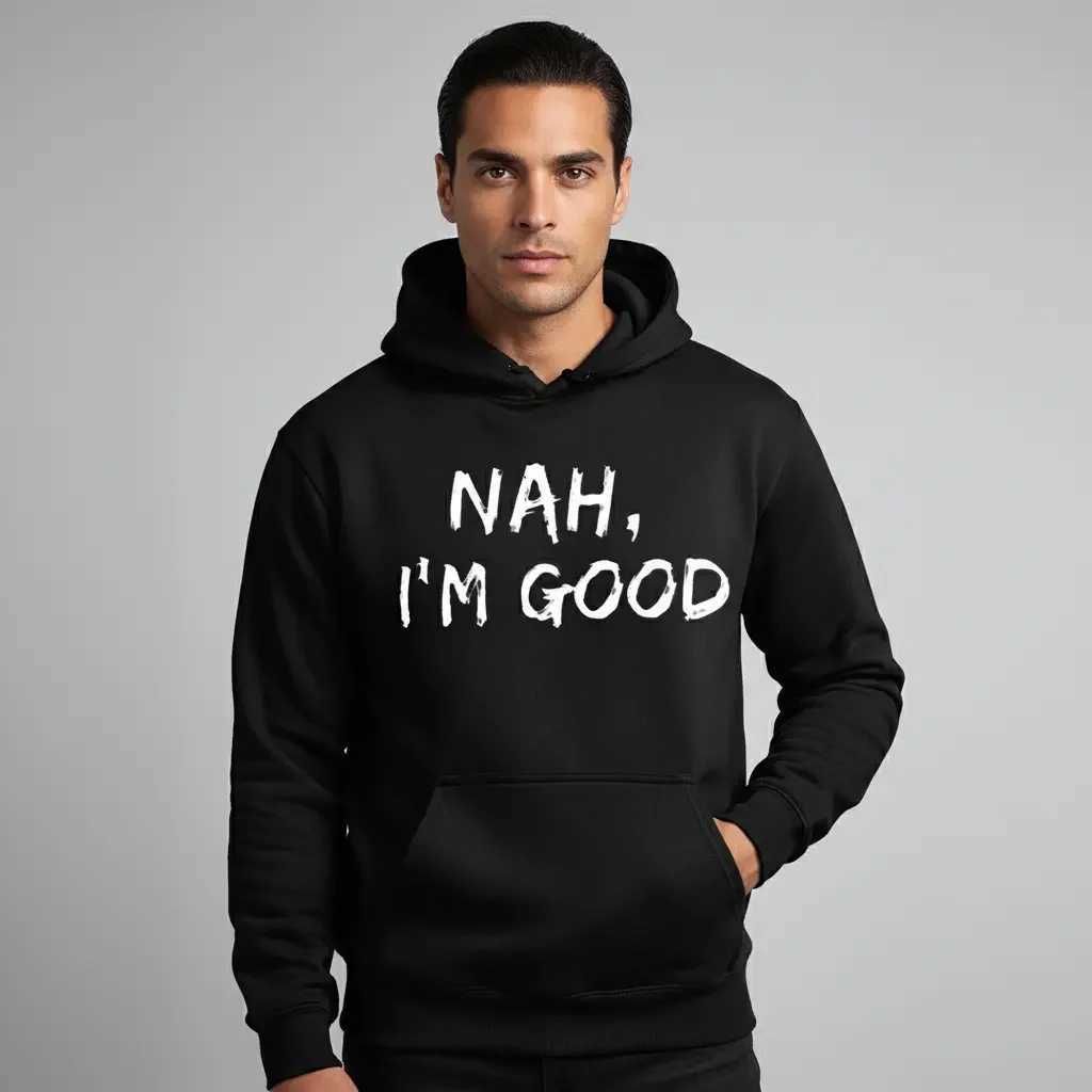 Mens Casual Hoodie with Bold Text Print Graphic Cotton Blend Black Long Slve Pullover Regular Fit Soft Breathable Fabric Durable Print Everyday Comf