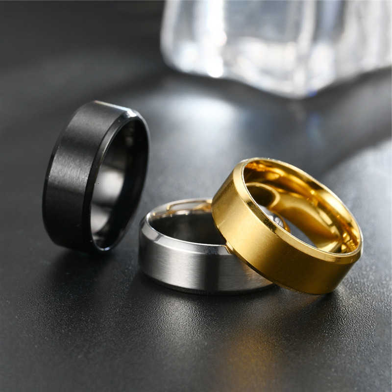 Fashion Band Rings Charm Jewelry Ring For Men Women Stainless Steel Black Rings Wedding Engagement High Quality Matte Male AccessoriesT260922