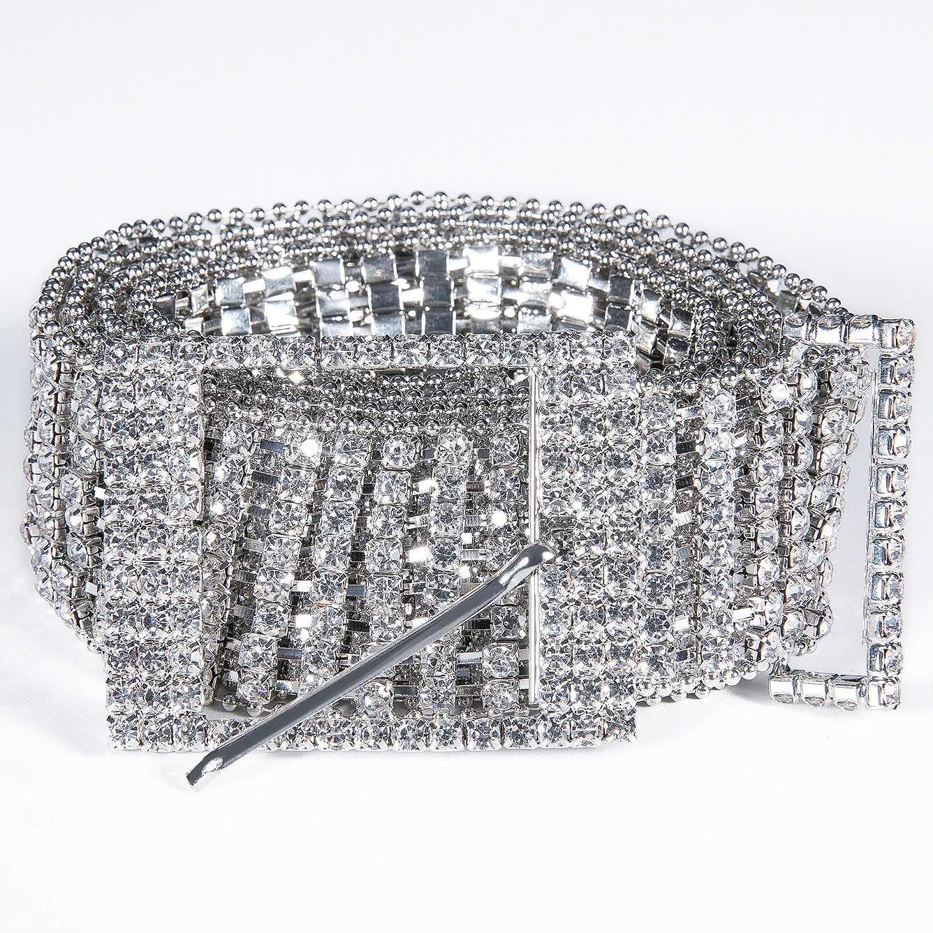 Belts Brand Luxury Shiny Women's Rhinestones belt bright Bride Bling Crystal Diamond Belt Wedding Party Wide Long Chain belt Q260921