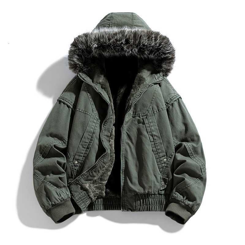 Winter Men's Down Men Parkas Coat New Hip-hop Casual Women Parka Coat With Hooded Streetwear Loose Faux Mink Collar Couple Thick Cotton Coat C2