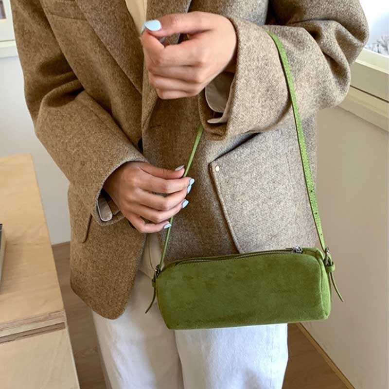 Bag Shoulder Cross Suede Body Pillow Handbag Large Capacity Handbag Slouchy Candy Color Korean Style Solid Color Tote Bag H260922