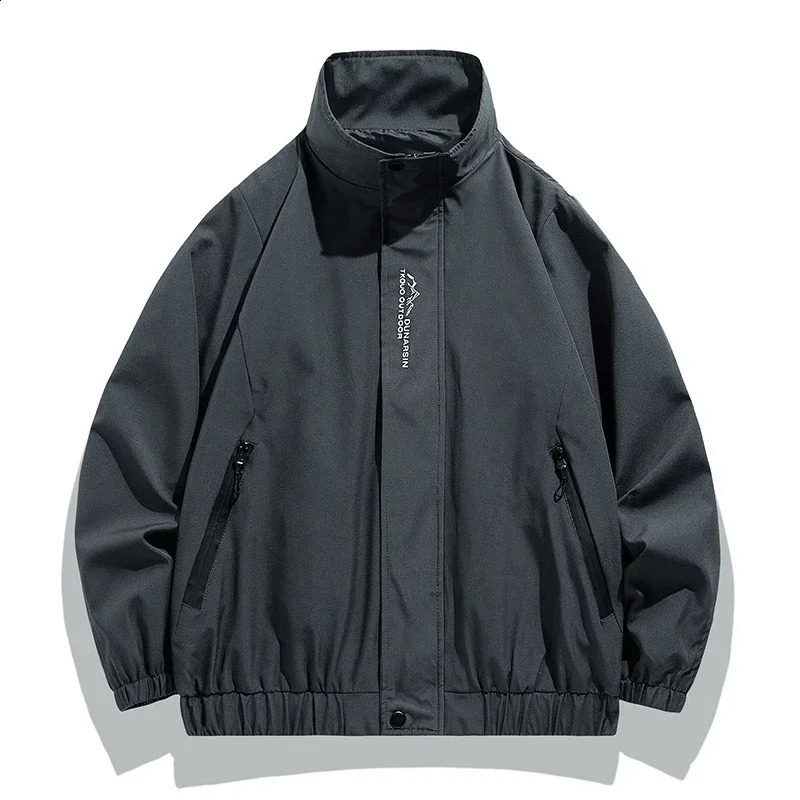 Spring Autumn Baseball Collar Short Loose Solid Color Jacket Men Business Casual Thin Coat Trend Windbreaker Zipper Jacket 260921