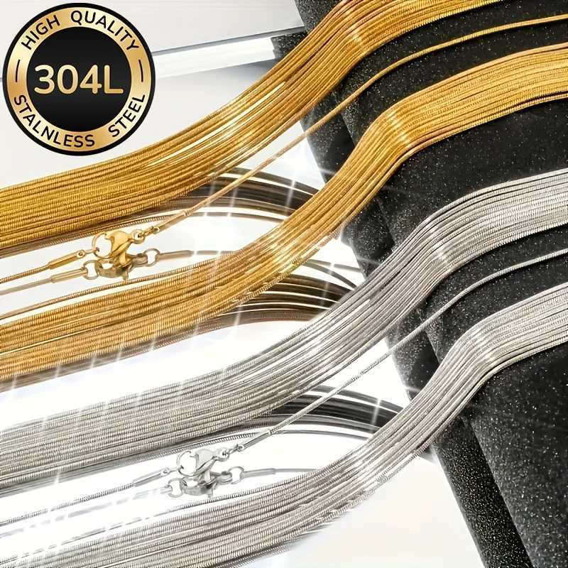 Pendant Necklaces 5Pcs Simple Stainless Steel 18K Gold-Plated Round Snake Necklaces Unisex Stylish and Elegant Comfortable and Versatile Suitable X2
