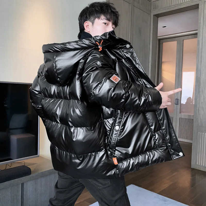 Down Parkas Thermal Coats Men's Mens Thick Warm Glossy Shiny Jackets Brand Outwear Men's Clothing Winter Men's Hooded Parkas Windbrea