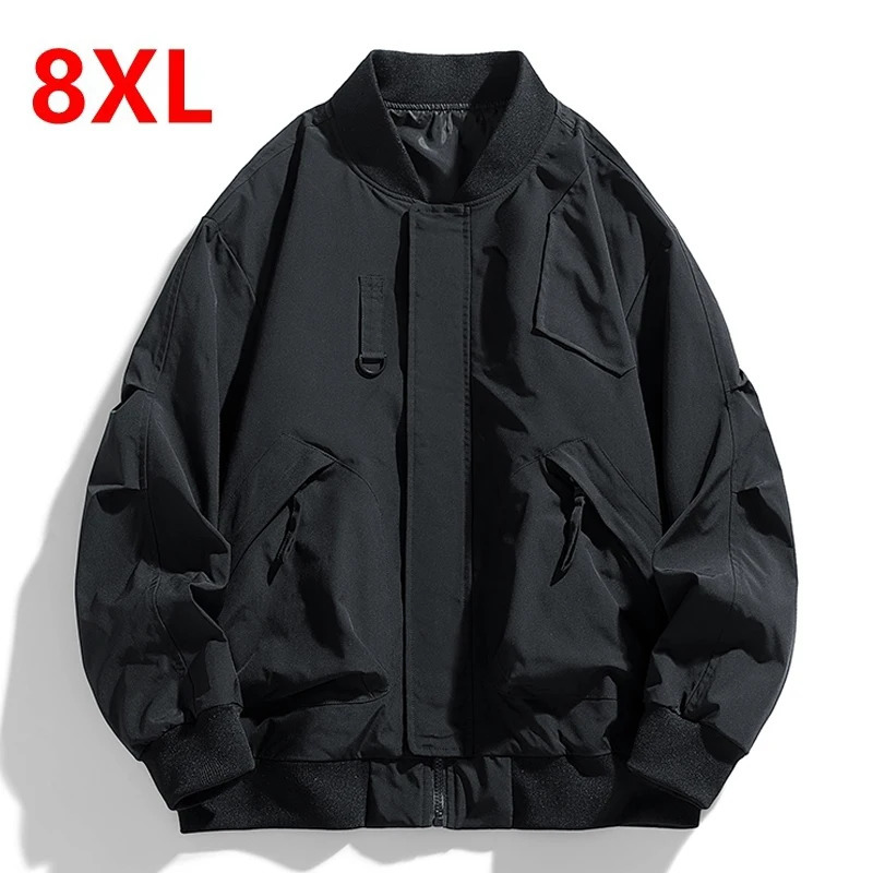 Spring Autumn Plus Size Jacket Men's Pocket Loose Fashion Coat 130kg 7XL bomber jacket 5XL 6XL workwear jacket260921