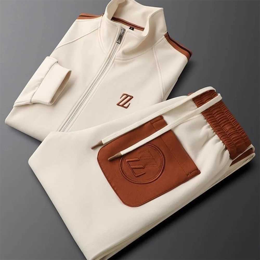 Men's Men's Tracksuits New Autumn Stand-Collar Casual Sports Suit - Trendy Fashion Activewear with Long-Sleeve Top and Straight-Leg Pants