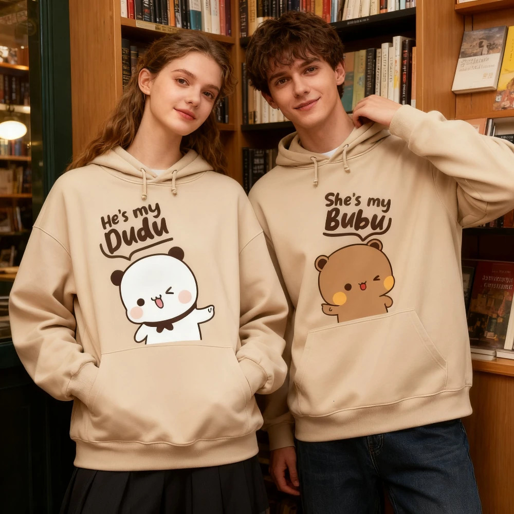 Bubu Dudu Bear Couple Hoodies Matching His and Hers Outfit Casual Cute Outfits Fall Winter Men Women Daily Life Apparel 260922