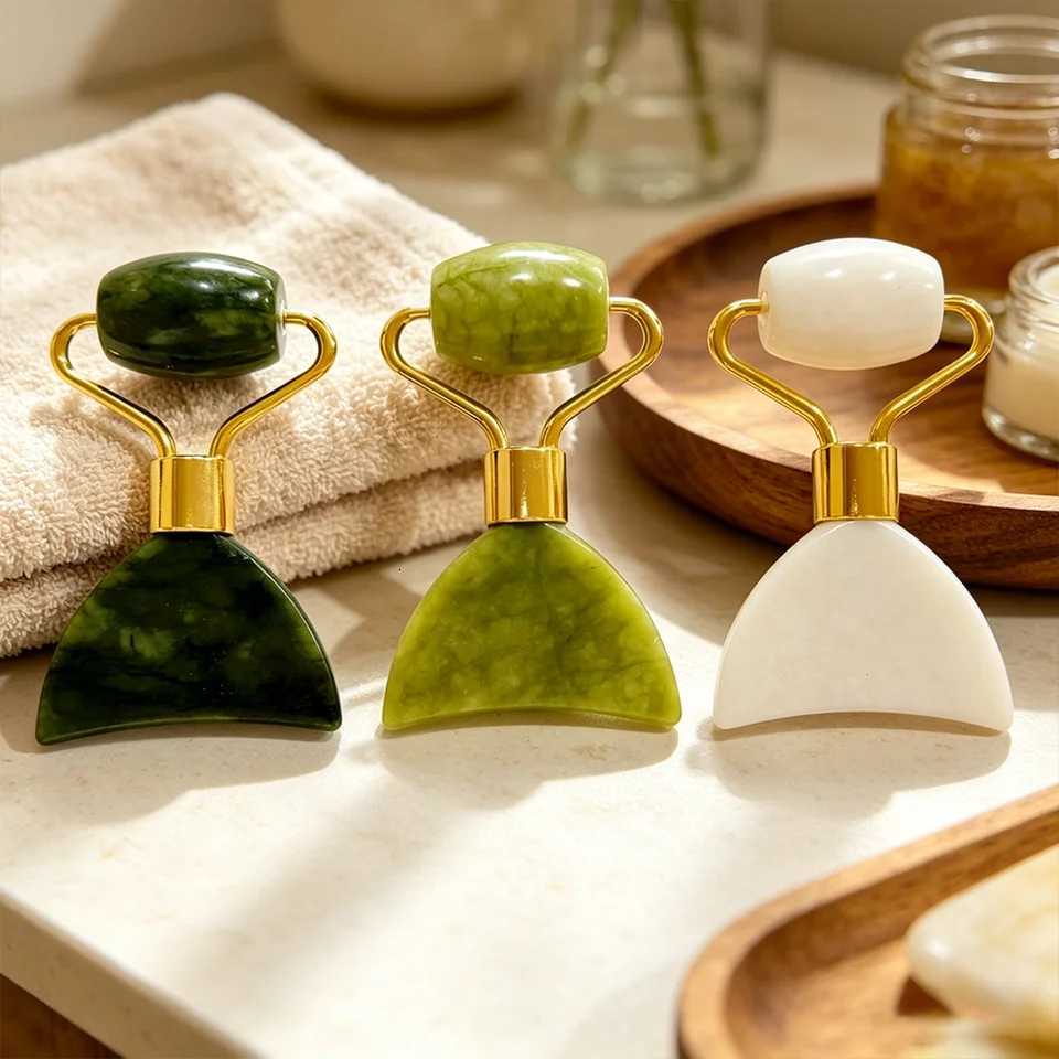 Massager 2-in-1 Jade Roller Face Gua Sha Tool Natural Stone Face Massager for Skin Lifting Anti-Aging Puffiness Relief Facial Sculpting N260921