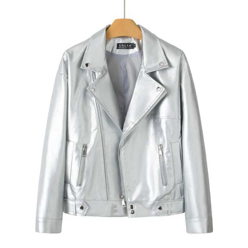 Silver Red 2026 Black Leather Jacket Women's Short Coat Spring Autumn Zip-up Loose PU Leather Outerwear Ladies Streetwear Tops C260921