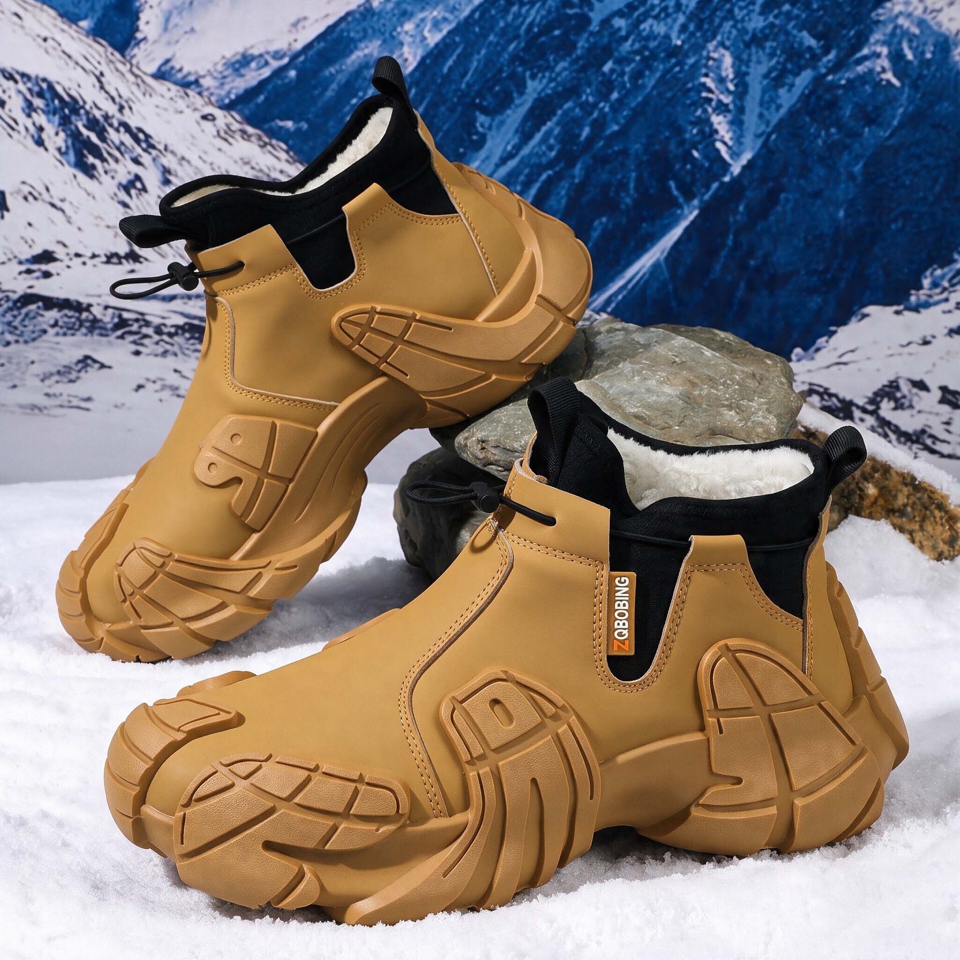 2026 Autumn New Cross-Border Plus-Size Cotton Shoes, Fleece-Lined Thickened Snow Boots, Trendy and Versatile Warm Men's Shoes
