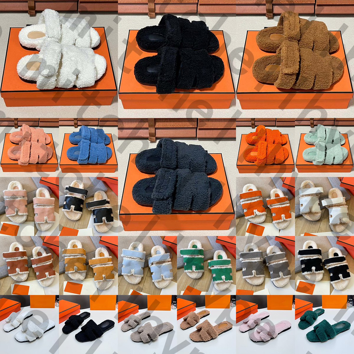 Free Shipping luxury fur furry oran hermeoran women sandles chypre women designer winter slides clog sandals sandale shoes sandal flip flops d h gat
