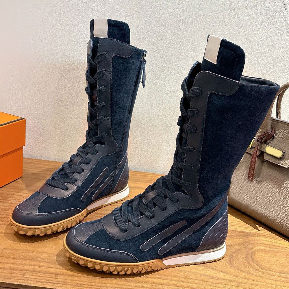 New Luxury Designer Suede Boots Flat Ankle Boot Comfort Lace Up Casual Womens Boot Classic High Quality Brand Autumn Winter Boots Shearling Lining R