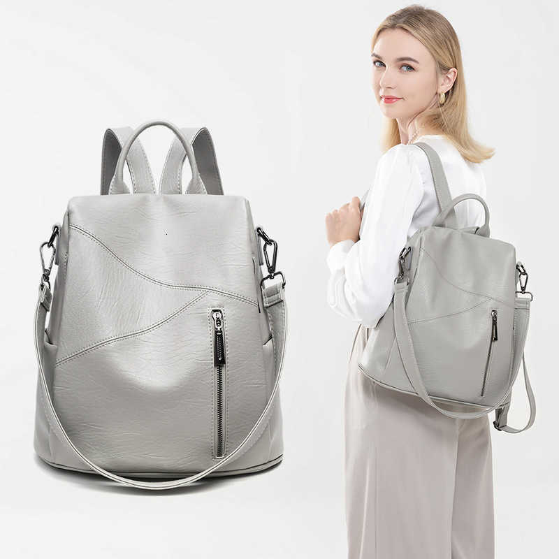Zaino Splicing Stile semplice Ins Zaino antifurto Borsa da viaggio grande in morbida pelle da donna Borsa a tracolla multifunzionale moda H260922