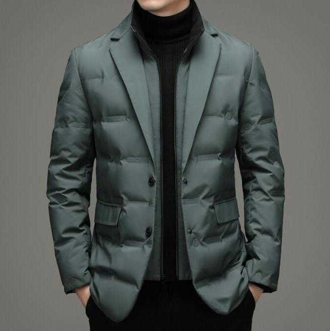 Man Parkas Men's Down Down Jacket New Arrival Men Business Casual Classic Suit Collar Coat Keep Warm with Removable Inner Mens Winter Jacket C2