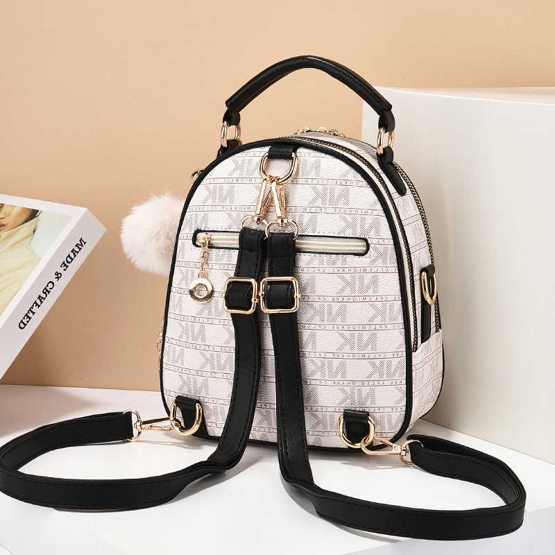 Style 2025 New Soft Backpack Leather Printed Women's Backpack with Simple Versatile Printed Female Backpack Exquisite Female Travel Backpack H2