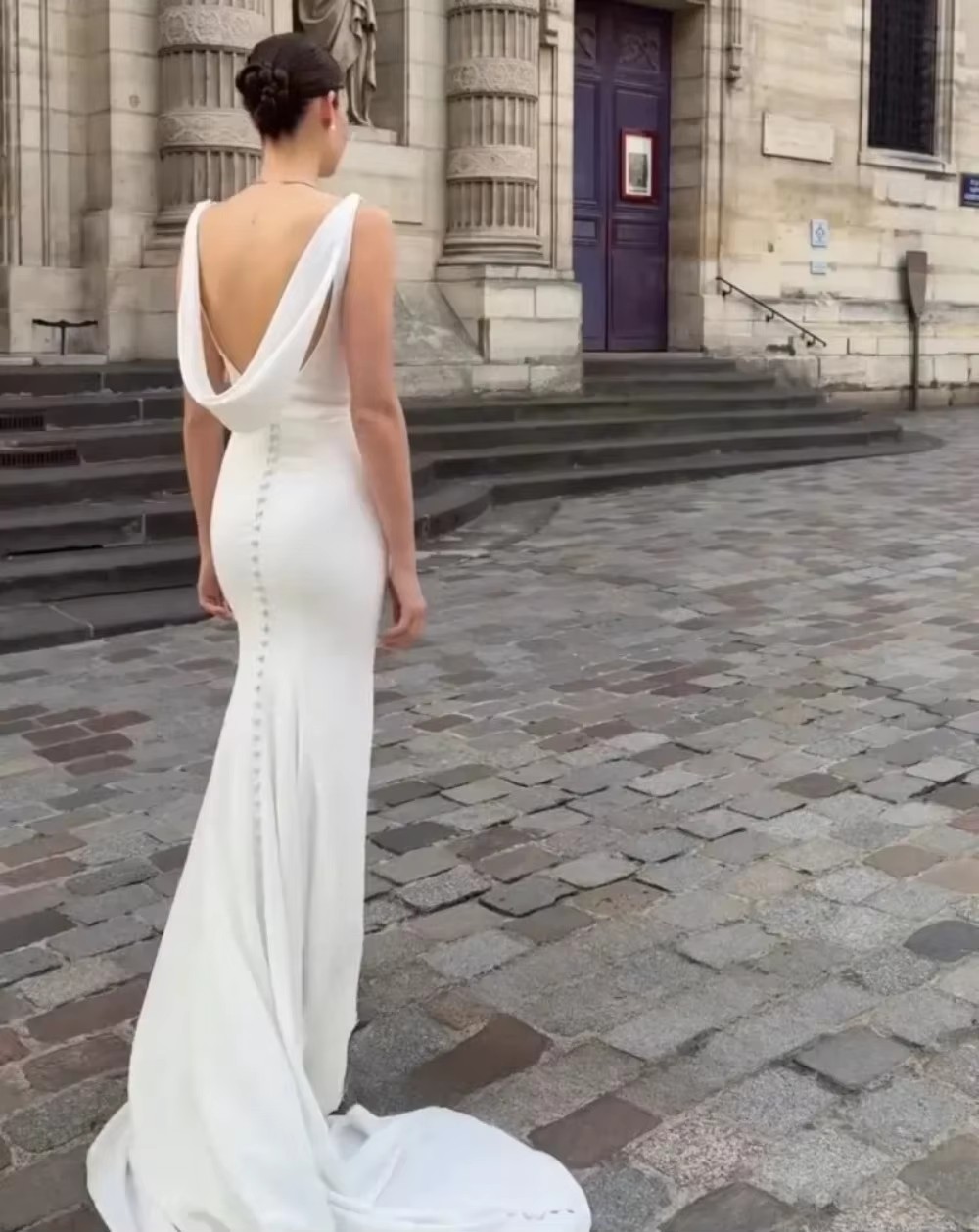 Semplice abito da sposa da spiaggia o-collo avorio backless morbido raso abito da sposa sirena sposa abiti da festa vestido de novia