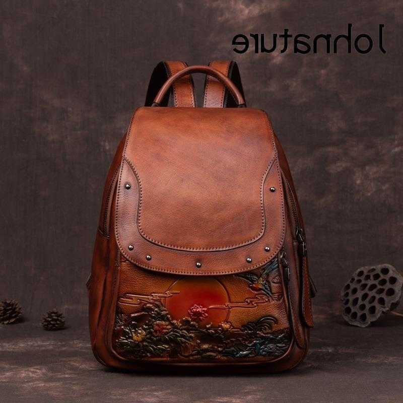 Vintage Johnature Backpack Embossed Style Large Capacity Women Backpack Genuine Leather Bag 2026 New Leisure Nature Soft Cowhide Travel Bags H260922