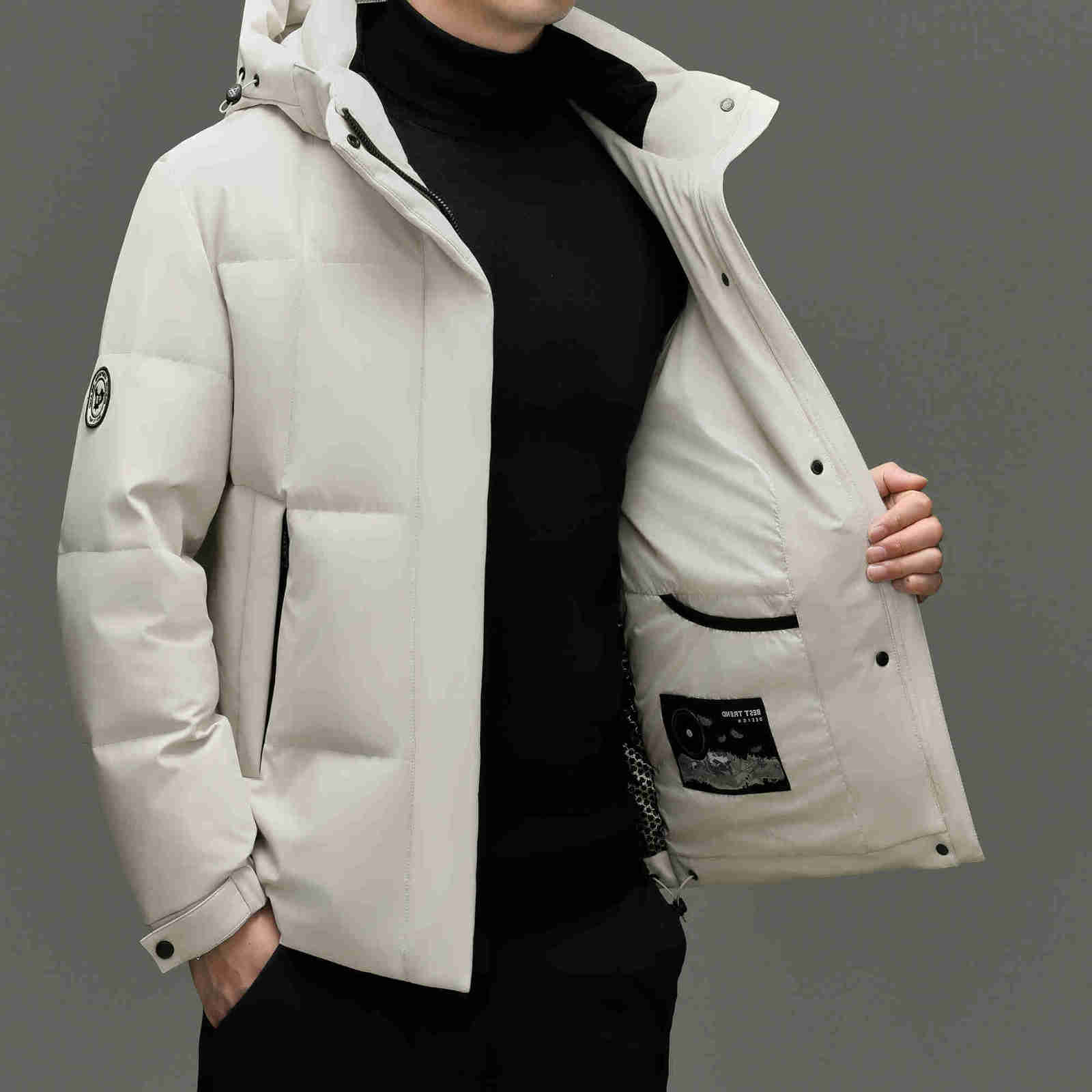 Quality Men's High Down Parkas 90% White Duck Down Jacket Men 2025 Winter Hooded Parkas Coat Male Wind-Proof Outdoor Duck Down Puffer Jacket C2