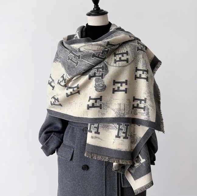 Scarves Solid Luxury color Lettered winter long thick warm shawl versatile and comfortable scarf 60X180CM Free shipping