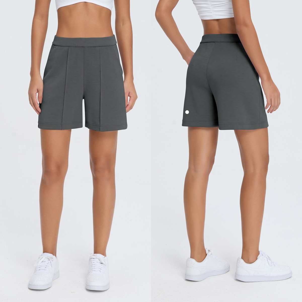 L6569 Pantalon capris plissé taille haute en modal pour femme Short de yoga de sport lavé à l'air Short d'entraînement respirant et élégant Panta