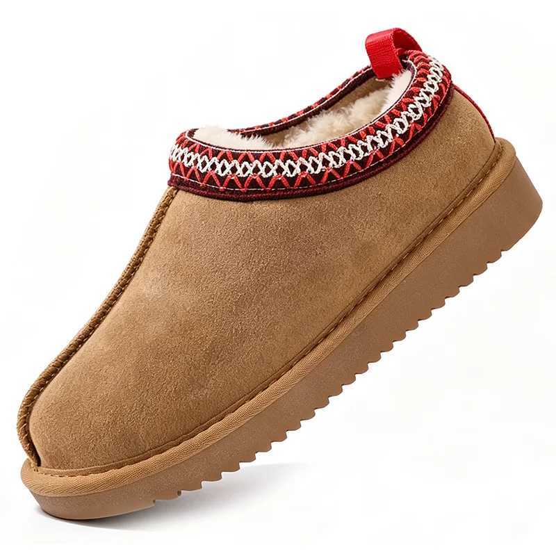 Cow Suede Leather Women's Slipper Ladies Indoor/Outdoor Short Mini Boots Comfy Faux Fur Fleece Lined Female Ankle Boot T260922