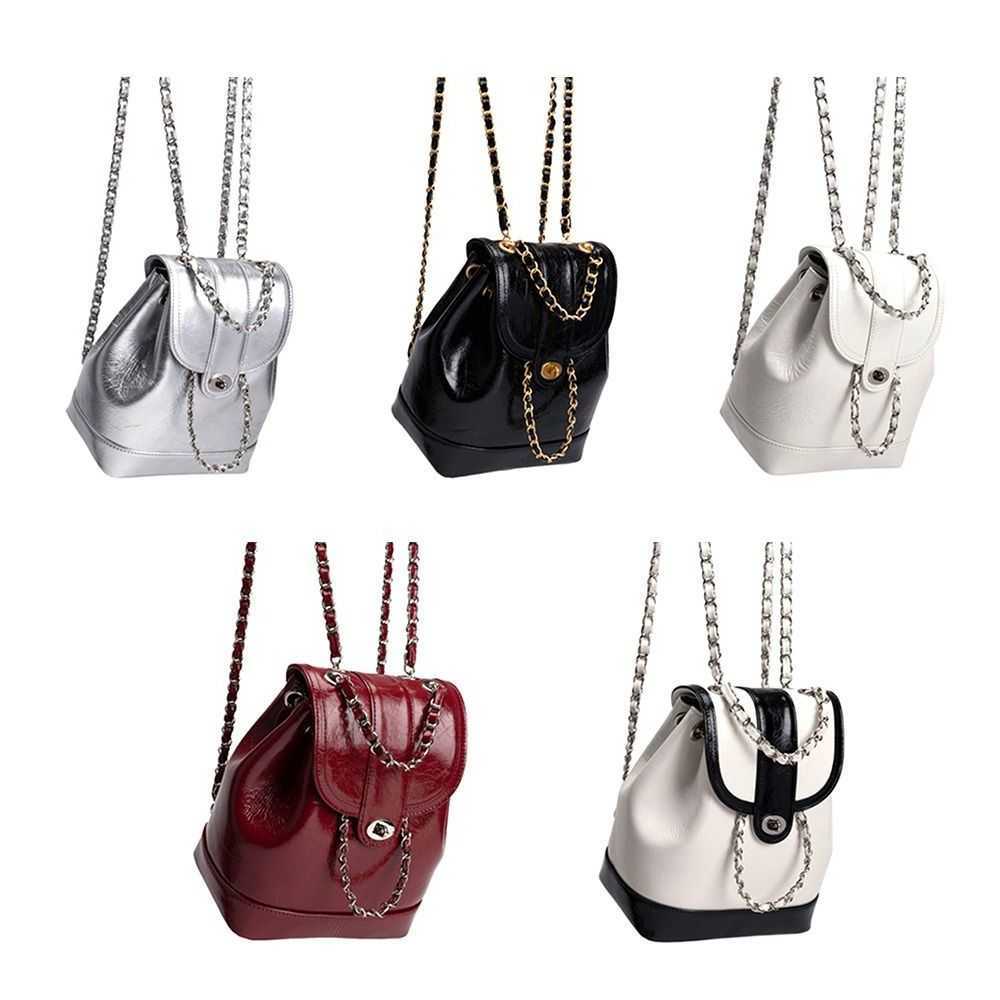 Stile Donna Zaino in pelle Zaino in pelle Borsa a tracolla in cera d'olio Catene Zaino Autunno Inverno H260922