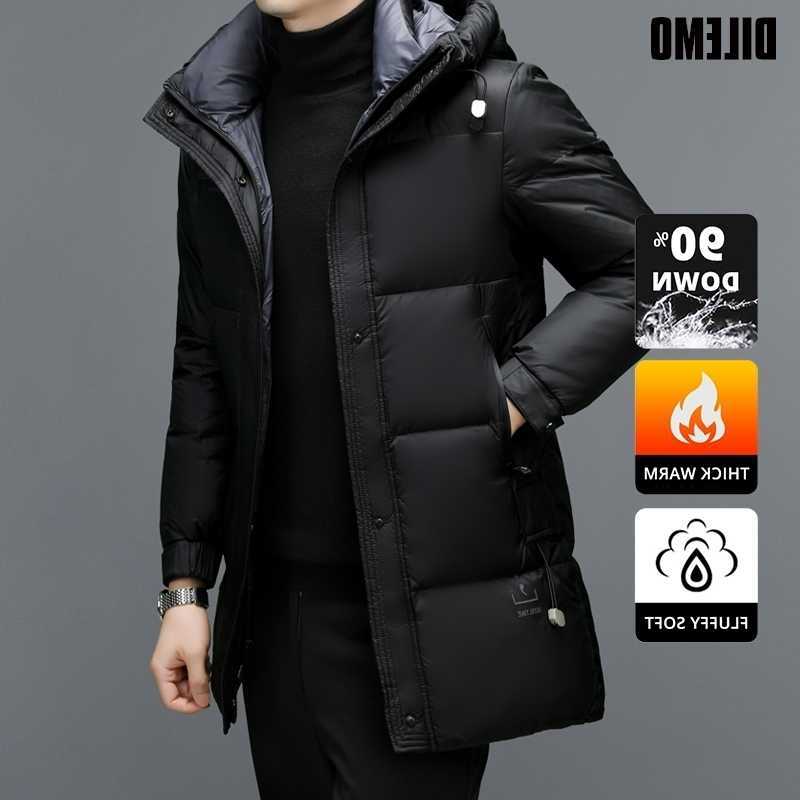 End Parkas High Men's Down Long Thick New Brand Fashion Winter Down Jacket Men Casual Hooded Warm Street Parkas Feather Windbreaker Puffer Coat