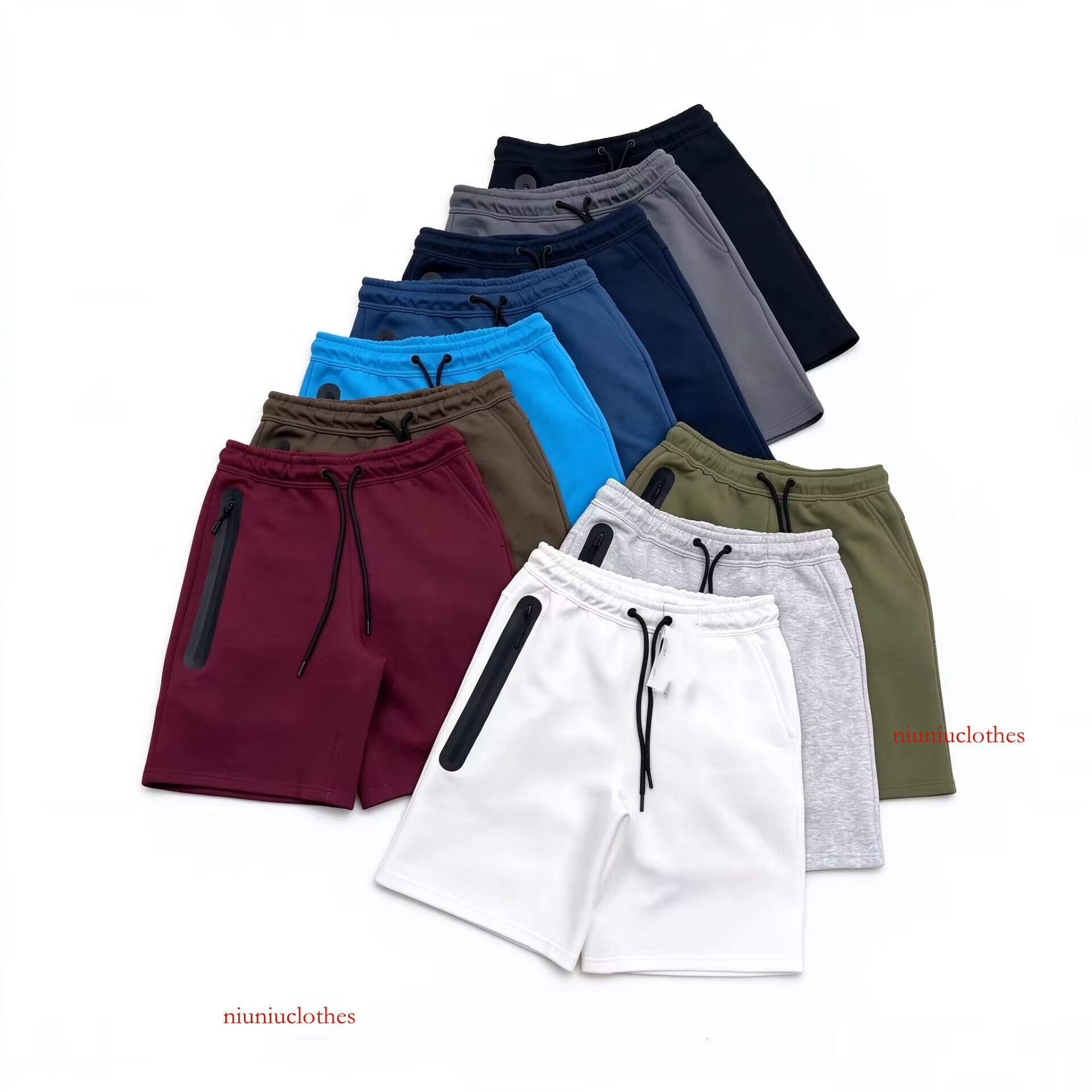 Designer Mens Sports Shorts Tech Fleece Full Reflective Zip Trousers Bottoms Running Joggers Sweatpants Men's Large Pocket Sport Shorts