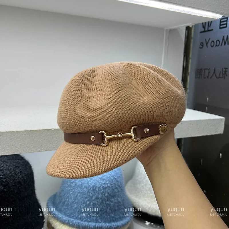 Elegant Retro Knit Newsboy Berets Cap Octagon Beret Design British Style Women's Fashion Hat with Slimming Effect N260918