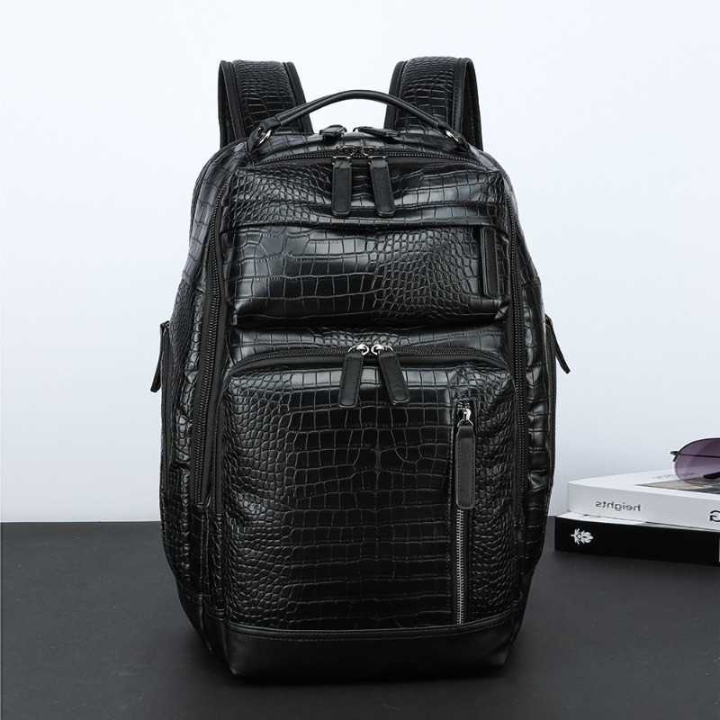 Backpacks Backpack Style Fashion Men's Alligator Leather Backpack For Men Business Laptop Bag Large Capacity Outdoor Travel Backpacks H260922
