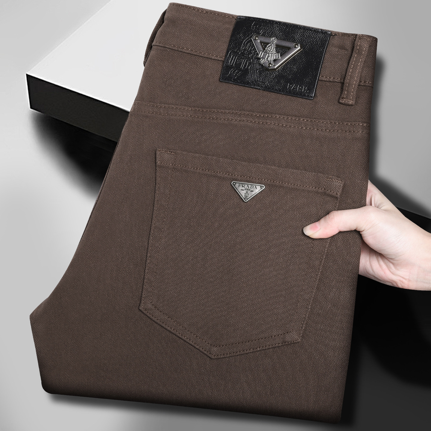 Designer Autumn New Men's Slim-Fit Straight-Leg Stretch Casual Solid-Color Jeans 1b85