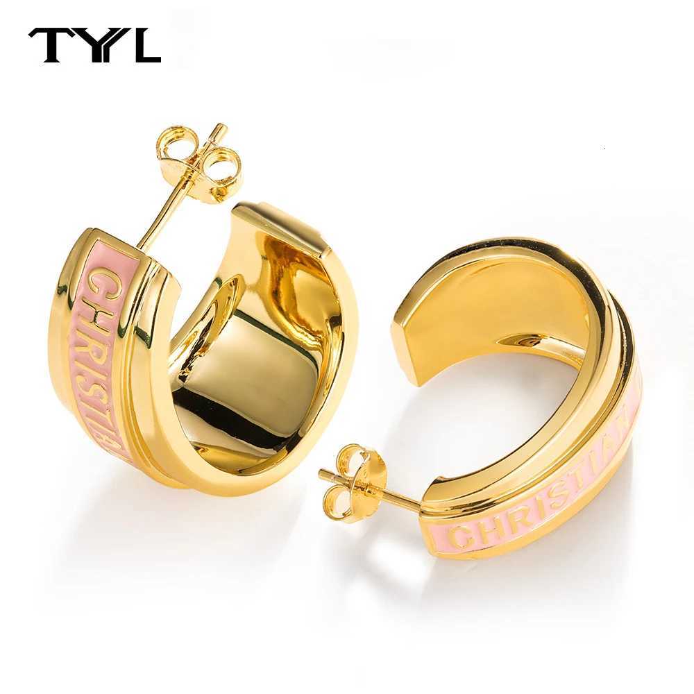Stud TYYL Women's Earrings With Letter Design 925 Silver Needle 18k Gold Plated Piercing Half Ear Hoop Exquisite Girlfriend Jewelry X260921