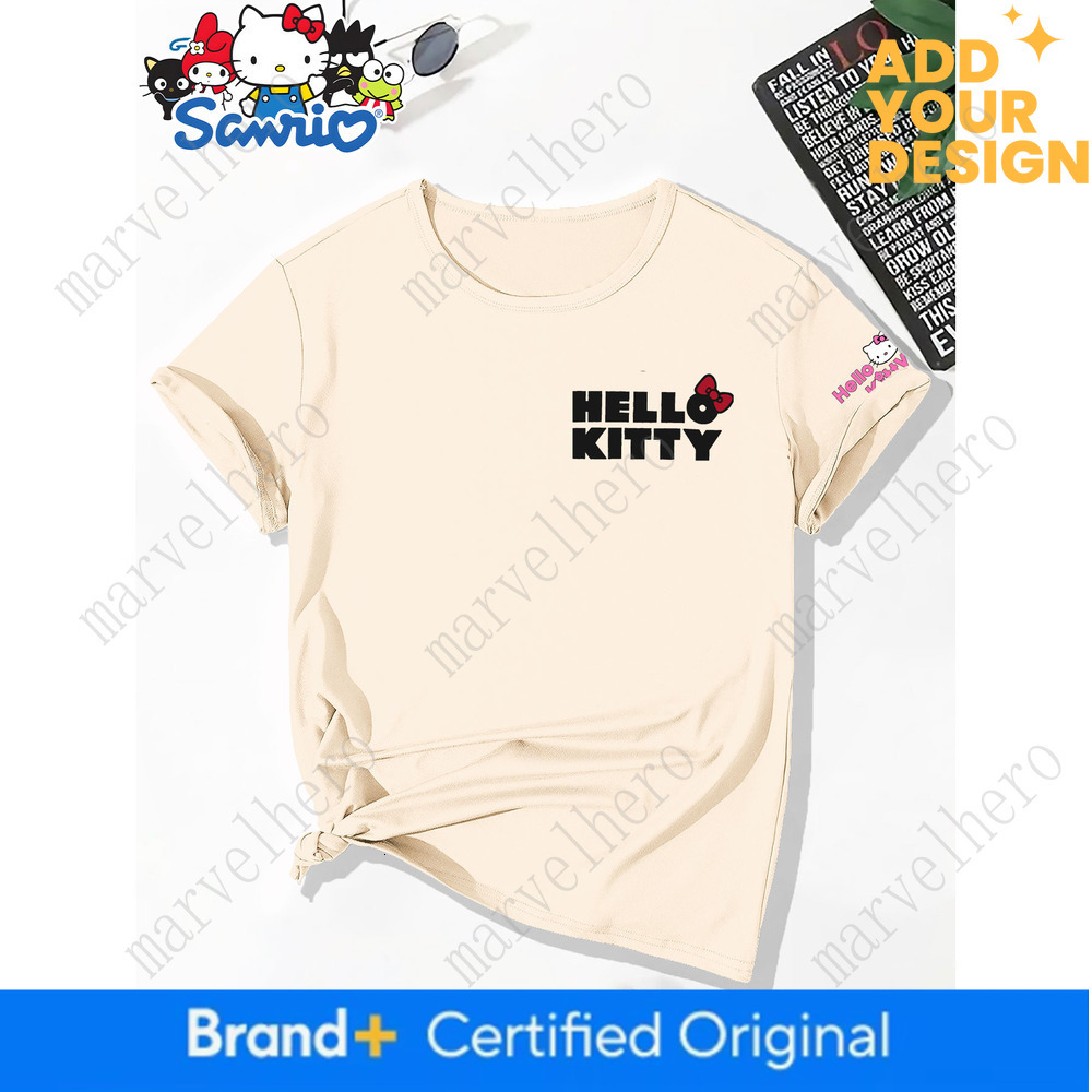 Border New Women S Short Sleeve T Shirt With Hellokitty Pattern Loose Round Neck Casual Top For Spring Summer Autumn Daily Comfortable Fashionable H