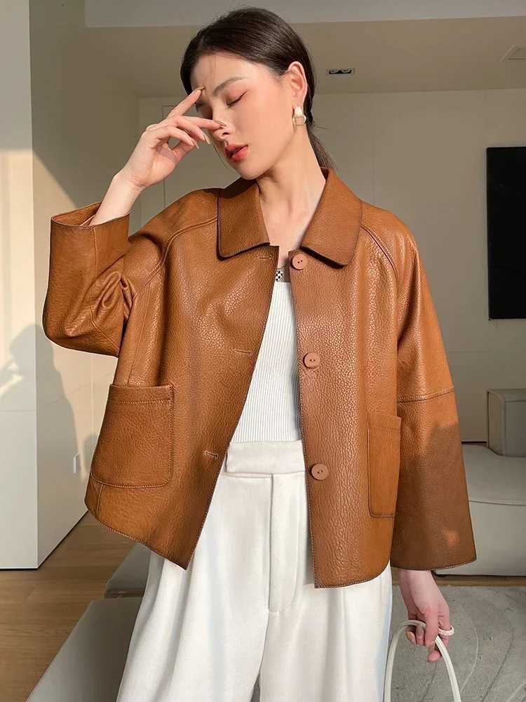Simple Natural High-end Sheepskin Coats for Women 2026 New Trend Casual Single-breasted Lychee Texture Genuine Leather Jacket C260921