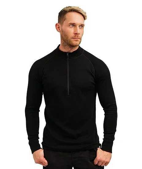 Men's 100% Merino Wool Base Layer Top 1/2 Zip Thermal Underwear Long Sleeve T Shirts 200G Hiking Breathable Wicking Moisture R260921