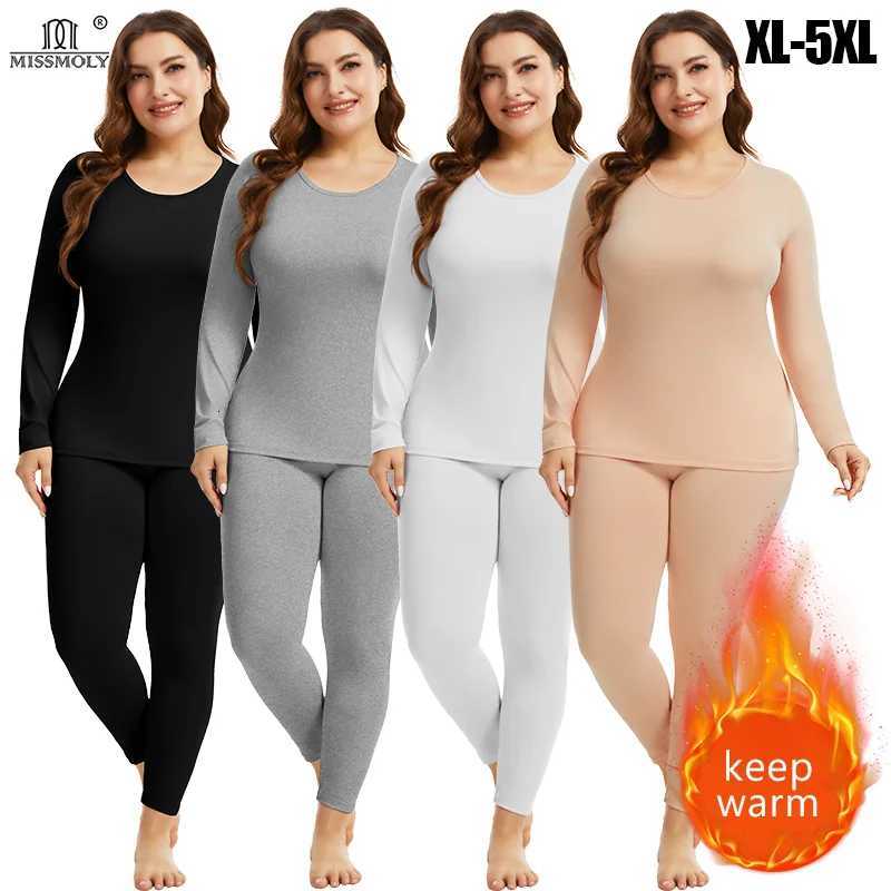 Intimo termico da donna Miss Moly Plus Size Intimo termico da donna Top Bottom Set Pigiama lungo traspirante Mantieni caldo Strato base Manica lunga