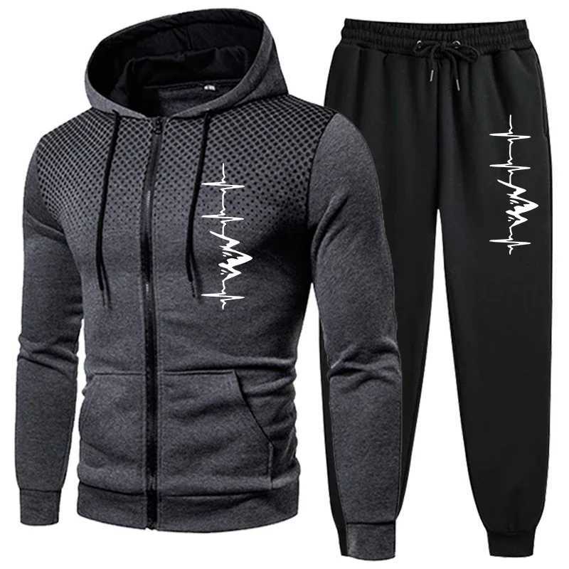 Sale Hot Men's Tracksuits Men's Hooded Tracksuit Casual Single Piece Sports Zipper Sweatshirts and Sweatpants Comfort Outdoor Jogging Spor
