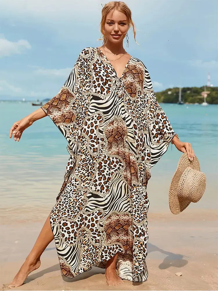 Women Casual Dress everyday Bohe Print Loose Beach V Neck Batwing Sleeve Side Split Skirt Womens Summer Clothing Long Kafotan Ladies Basic 399