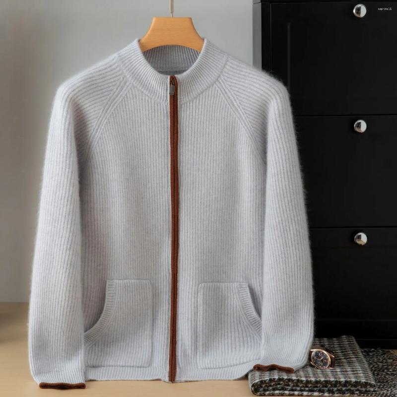 Cashmere Cardigan Men's O-neck Sweater Autumn And Winter High-end Knitted Casual Long Sleeved Jacket 2026 Swea