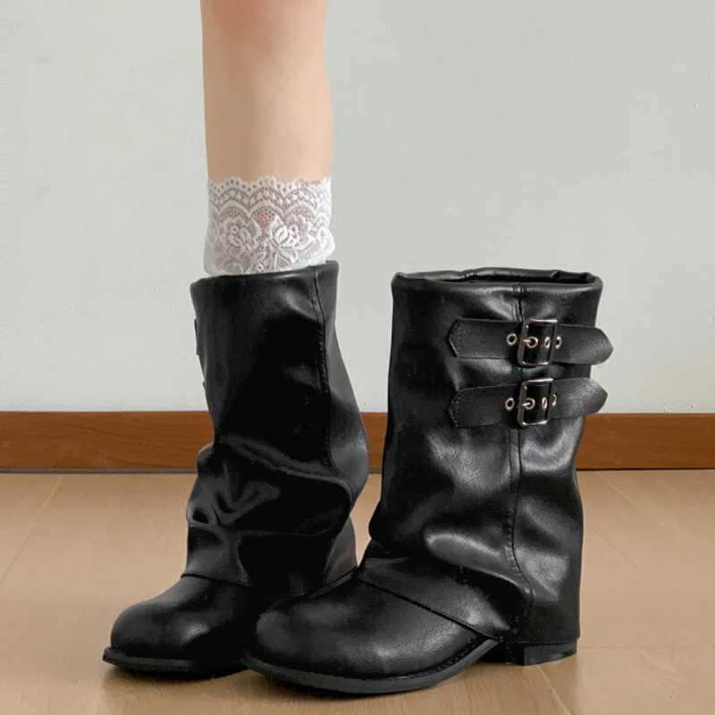 Designer Vintage Thick Heel Boots Women Western Ankle Boots Eelgant Belt Buckle Shoes Ladies Cosy Soft Leather Short Booties J260922