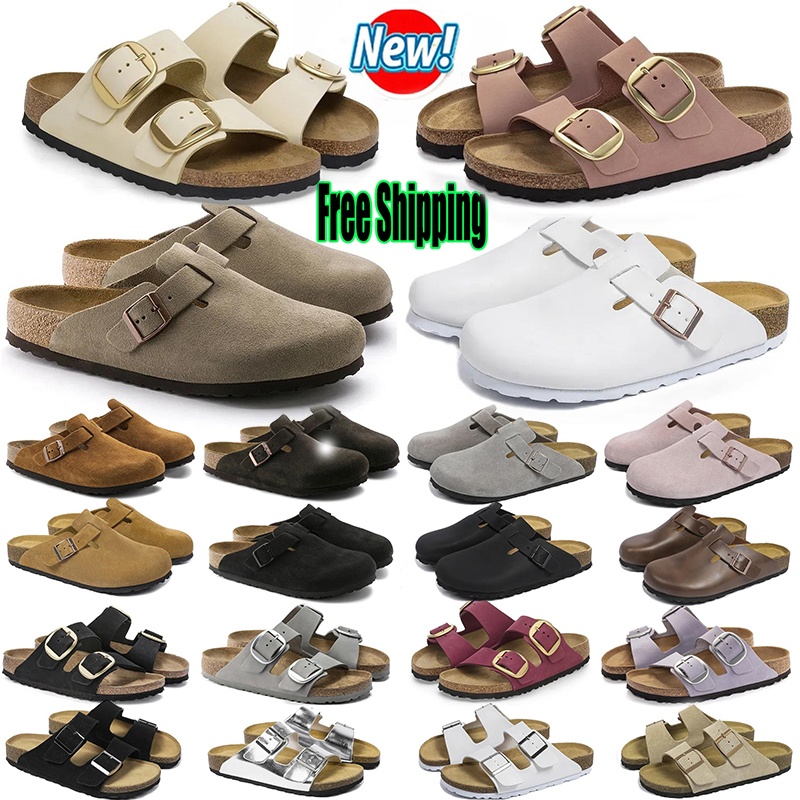 Free shipping designer birk sandal clogs slippers men women slides shoes sliders slipper suede leather black white Grey flip flops buckle flat sneak