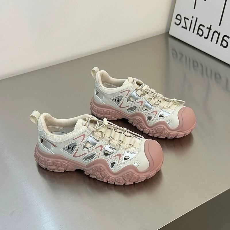 Shoes fashionable Outdoor Hollow Casual Out Women's Shoes 2024 Autumn New Design Sense Running Sports Leisure Wear-resistant Women's Shoes