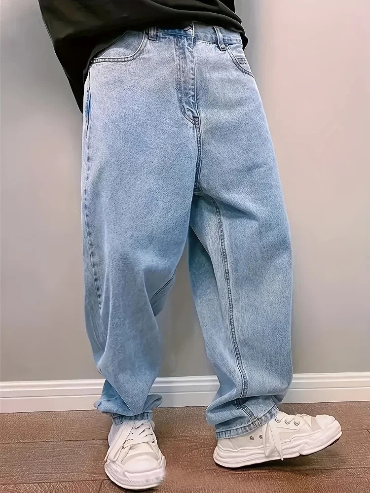 Casual Oversize Baggy Jeans Mens Spring Autumn Straight Loose Light Blue Denim Trousers Streetwear Fashion Wide Leg Pants Y2k 260922