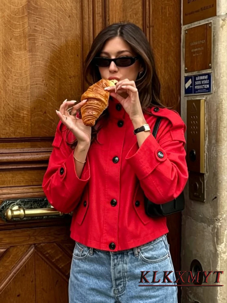 Women Fashion Leisure Elegant Solid Color SingleBreasted Long Sleeve Stand Collar Jacket Spring Autumn 260922