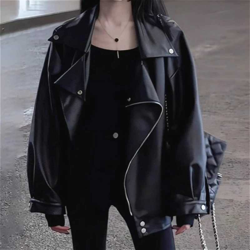 Leather Faux Women's Leather Coats Women Faux Leather Short Jackets Turn Down Collar Pu Coat Work Y2k Streetwear Jacket Zipper Outerwear Thick