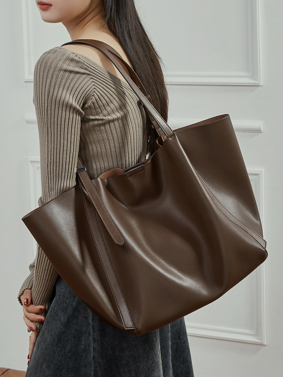 Genuine Leather Large-Capacity Women's 2026 New Fashion Retro Tote Korean Style Trendy Shoulder Bag Fashion Luxury Handbag Tote Bag