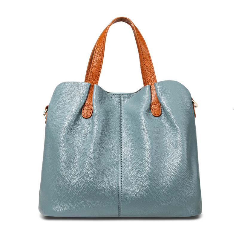 Custom Top Layer Cowhide Mother-Daughter Tote Bag Color-Block Women's Genuine Leather High-End Large Capacity Crossbody Handbag Fashion Luxury